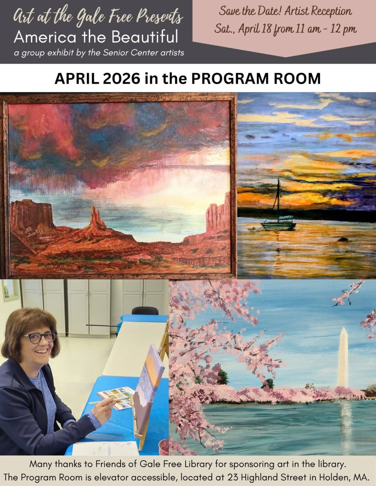 april 2026 program room art at the gale free senior center