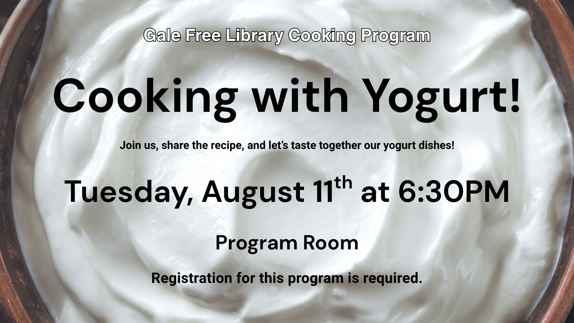 august 2026 cooking program yogurt