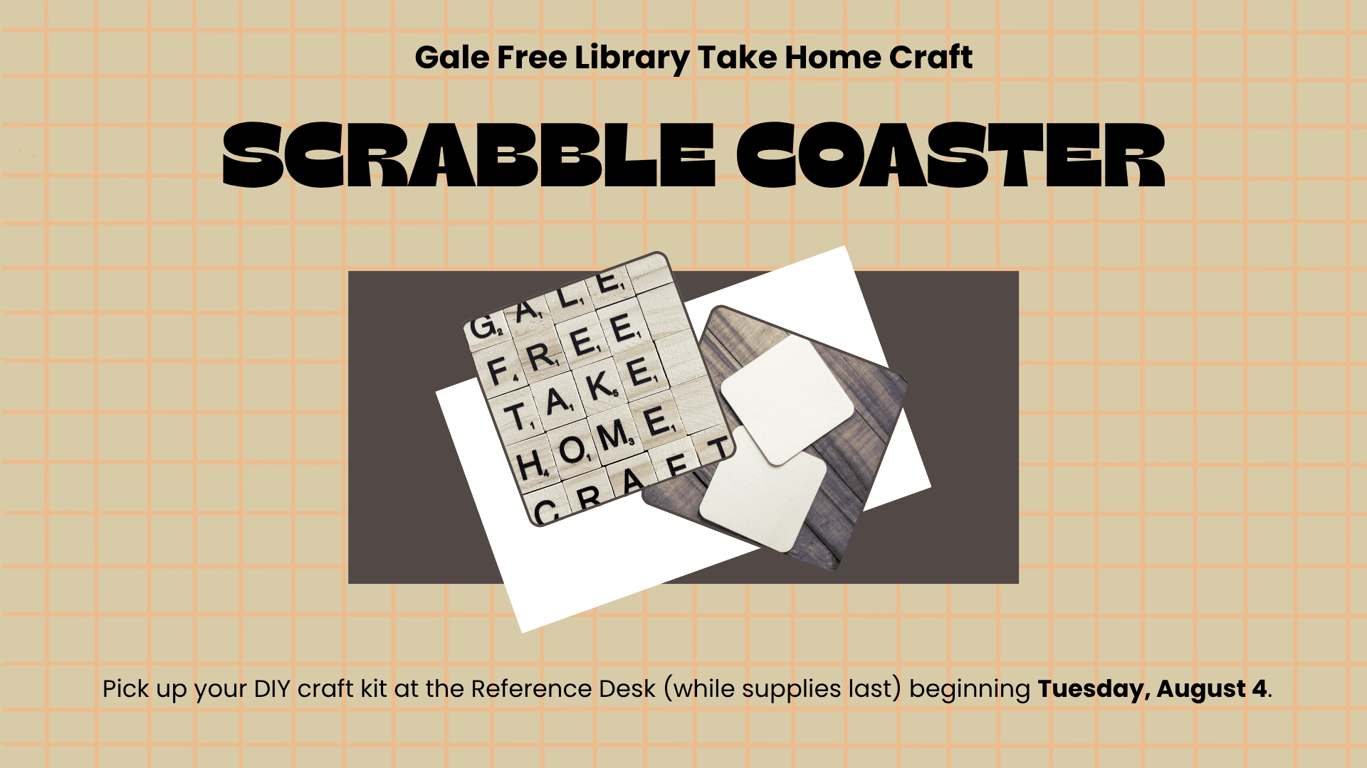 august 2026 take home craft scrabble coaster