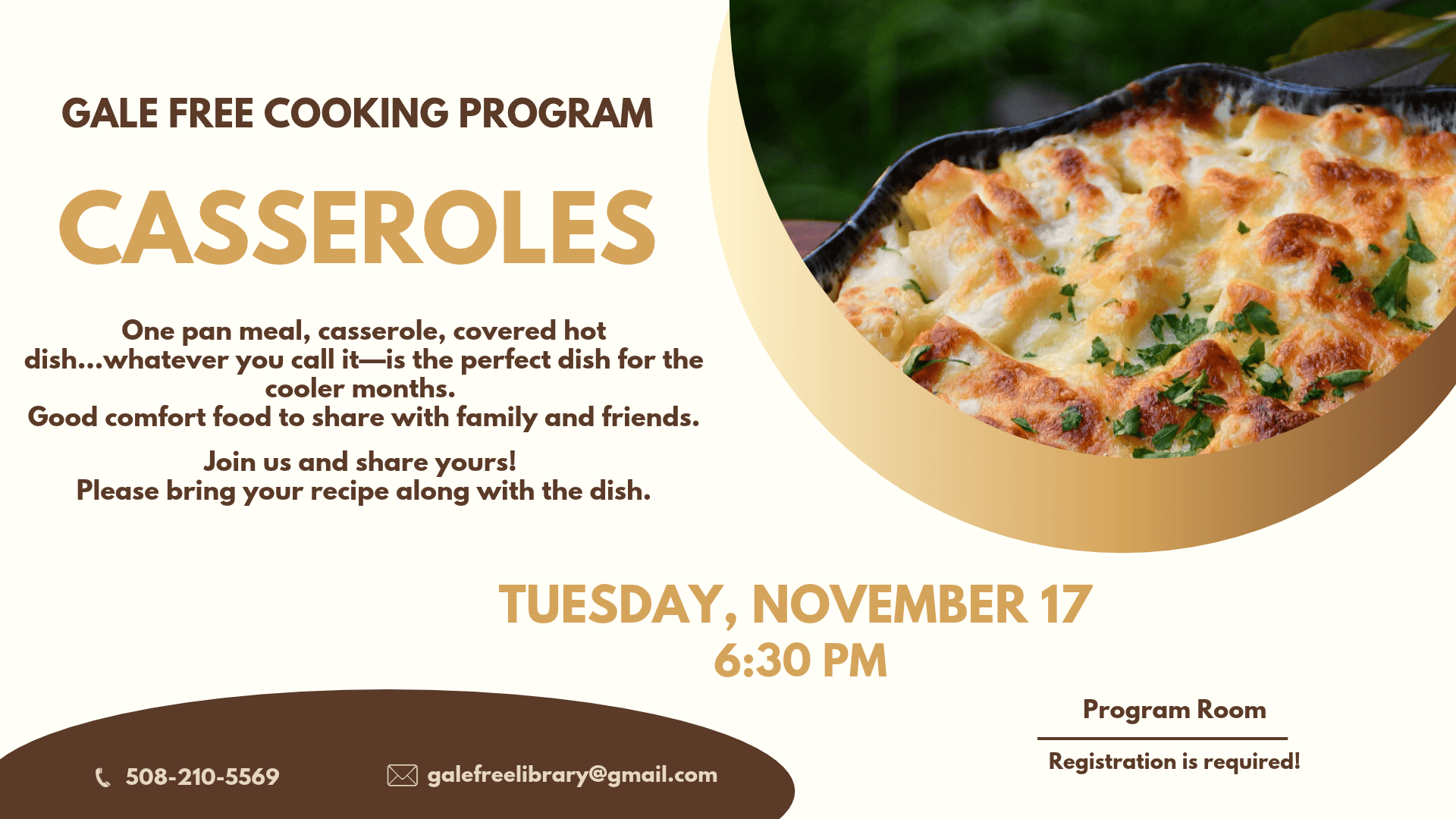 casserole november 2026 cooking program