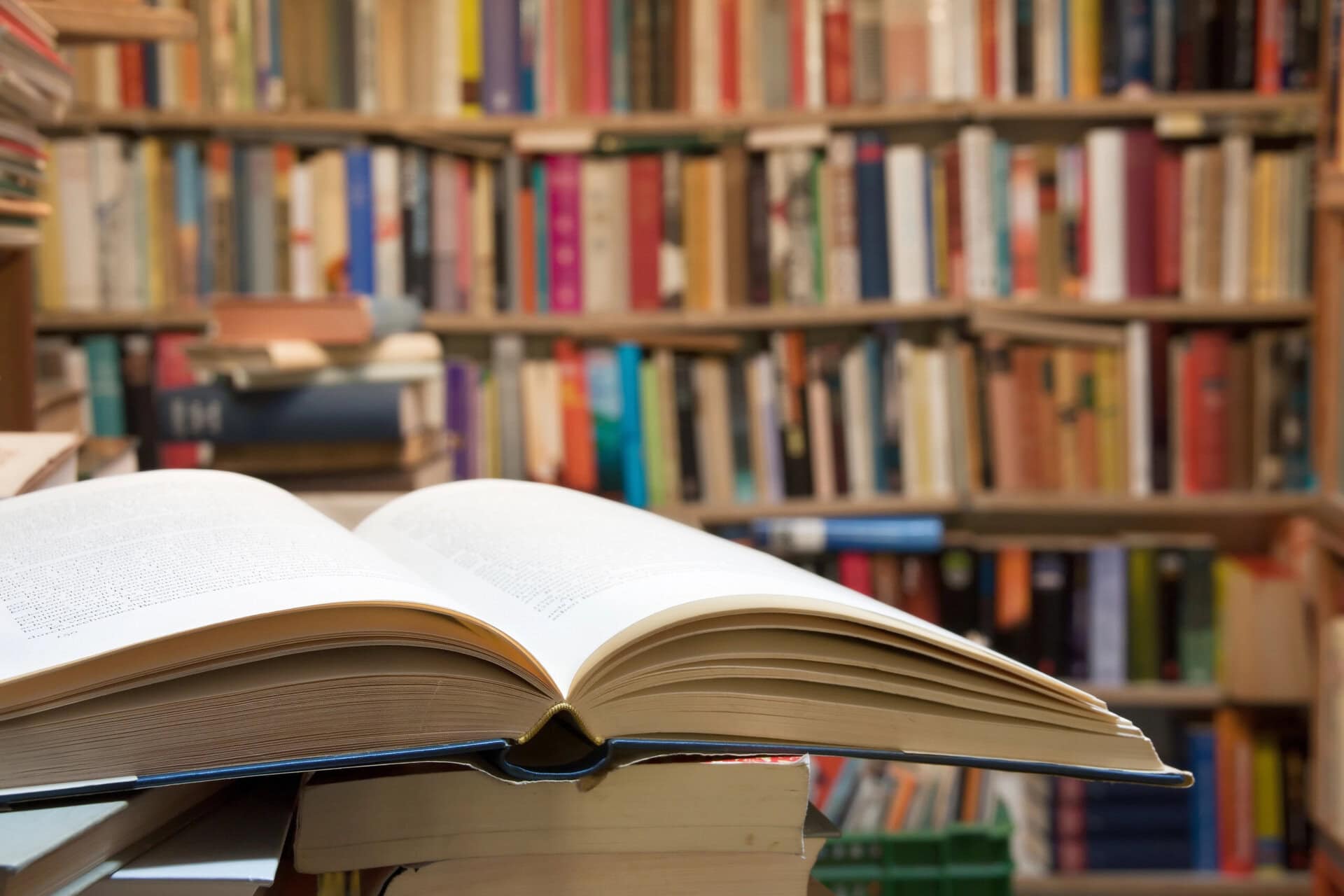 Open book in the library