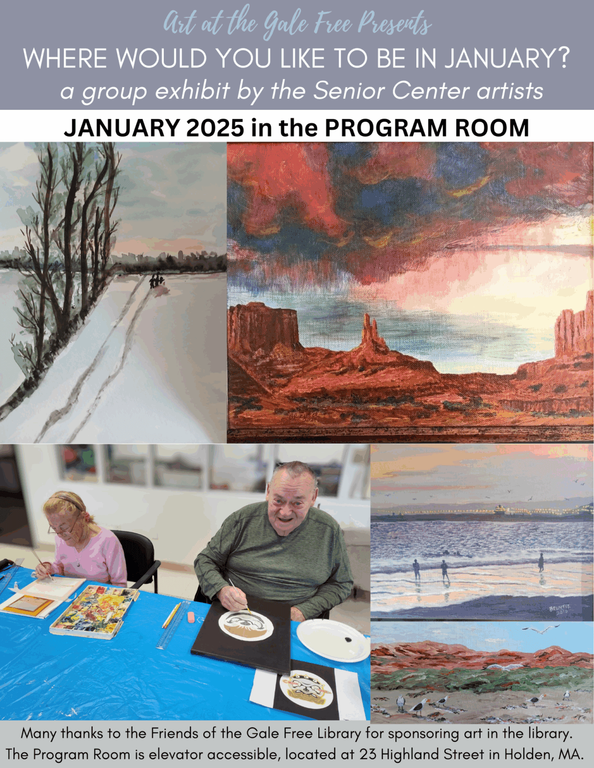 january 2025 program room art at the gale free senior center