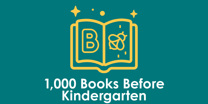 Button that says 1,000 Books Before Kindergarten.