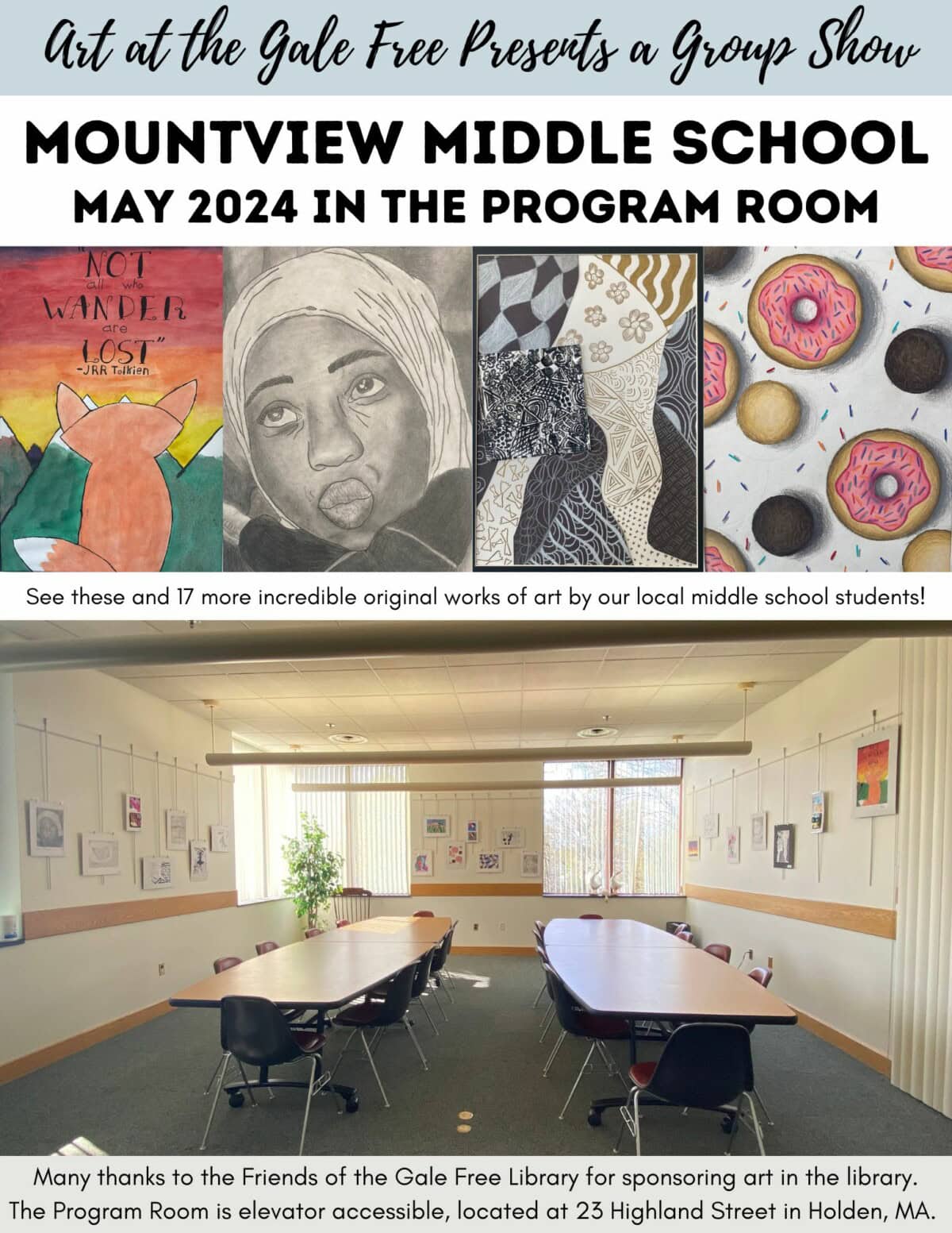 may 2024 program room art at the gale free mountview middle school