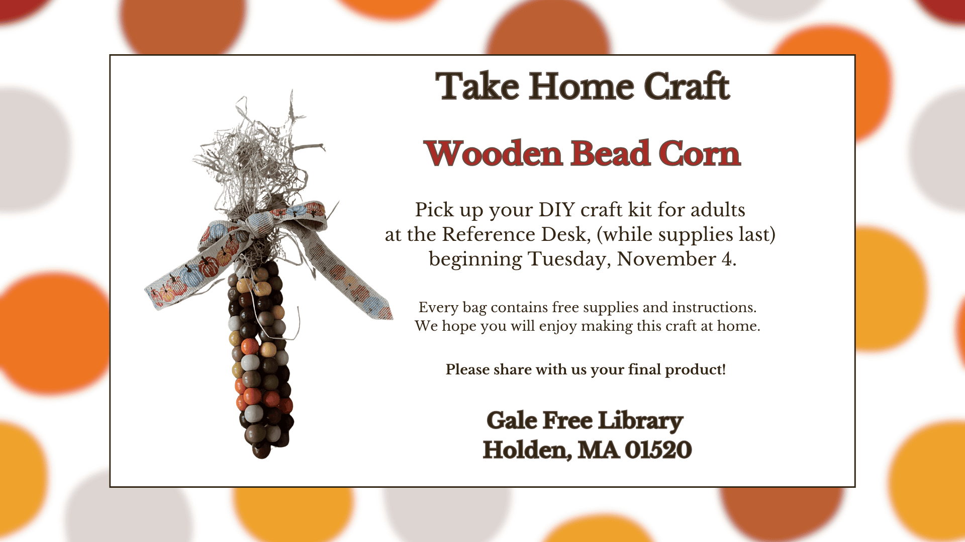 november 2025 take home craft wooden beads corn (presentation)
